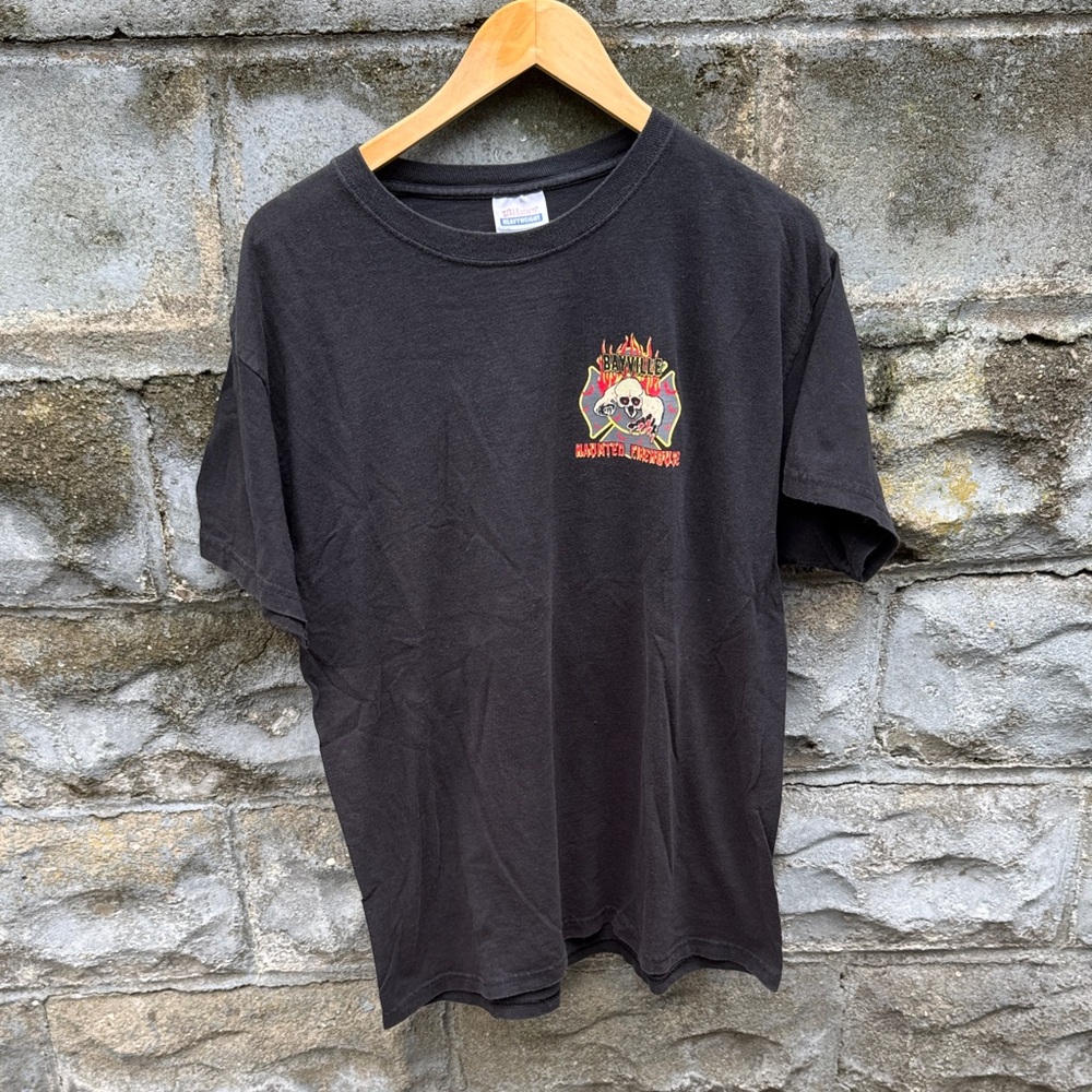 Vintage Bayville Fire dept haunted house t shirt L Long Island FDNY NYC